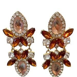 Elegant Amber Orange Crystal Earrings